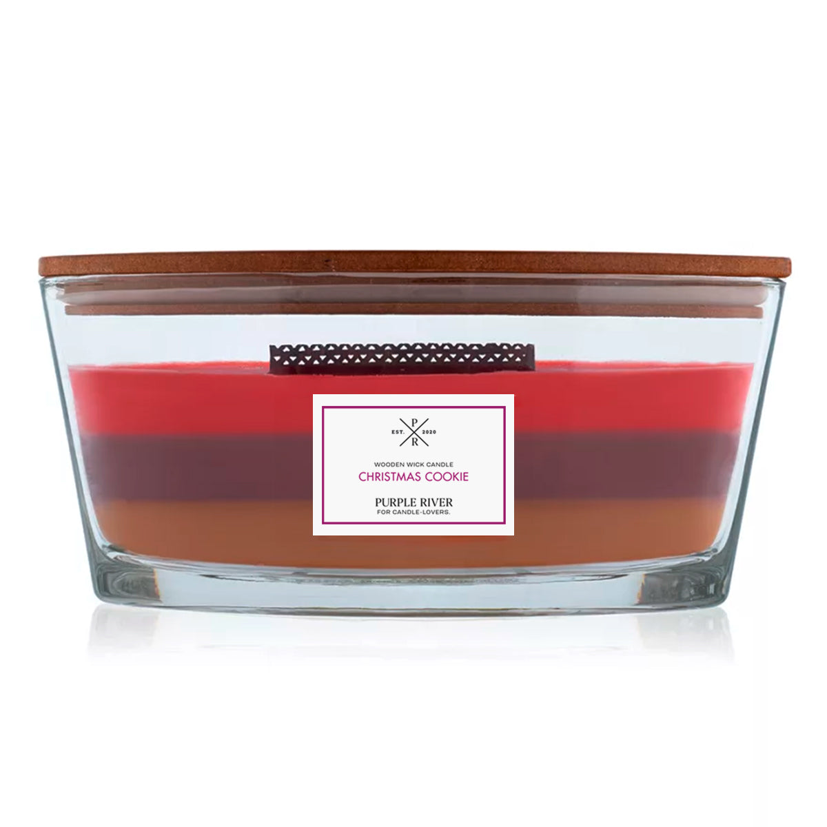 Purple River ‚Christmas Cookie‘ Duftkerze aus natürlichem Sojawachs mit langer Brenndauer, in 453g und einem Holzdocht für eine ruhige Flamme – perfekt für ruhige Adventsabende, festliche Familientreffen