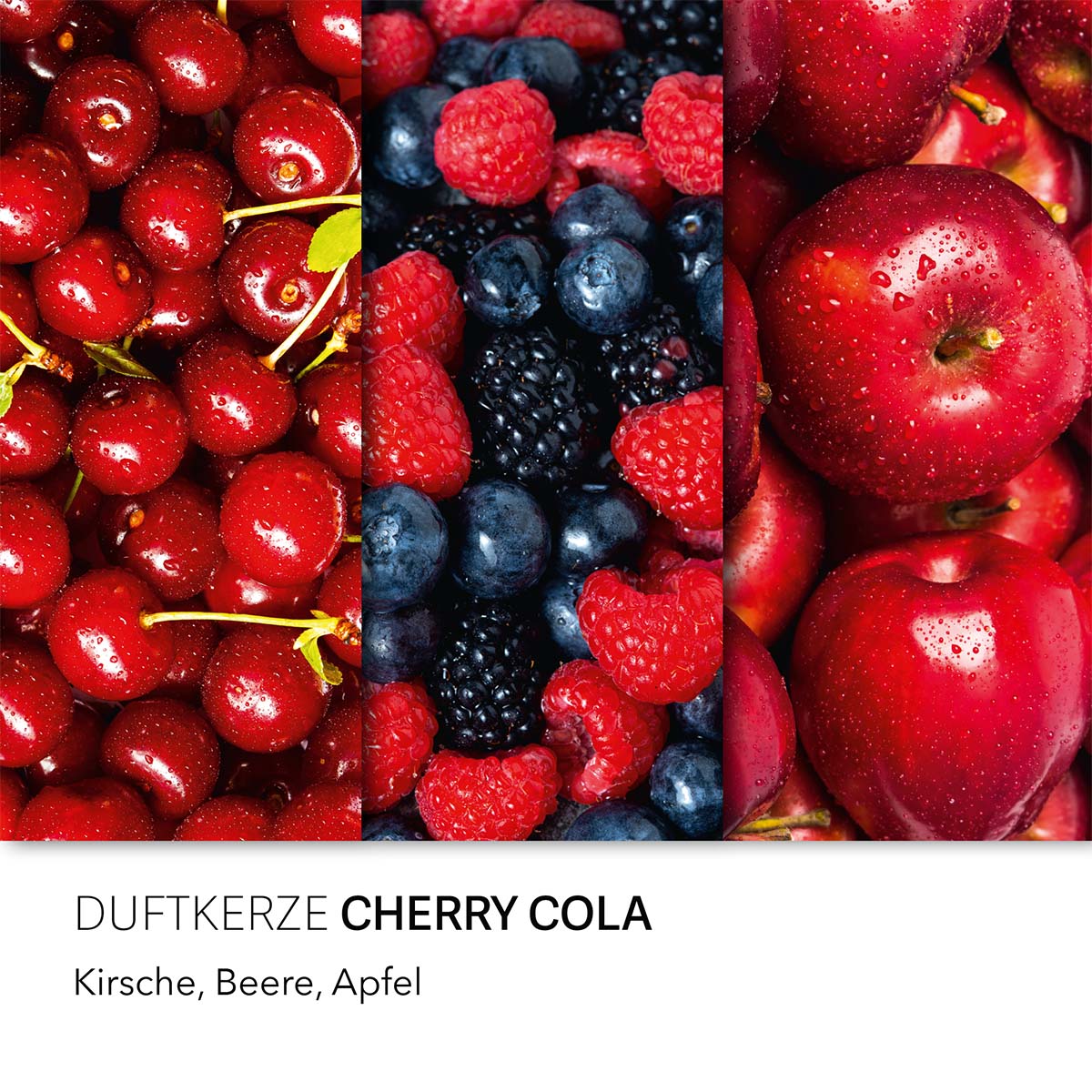 Haribo Duftkerze ‚Cherry Cola‘ – offizielle Lizenzkerze mit den Duftnoten: Kirsche, Beeren, Apfel. Dekorative Wohnaccessoire oder als besonderes Geschenk.
