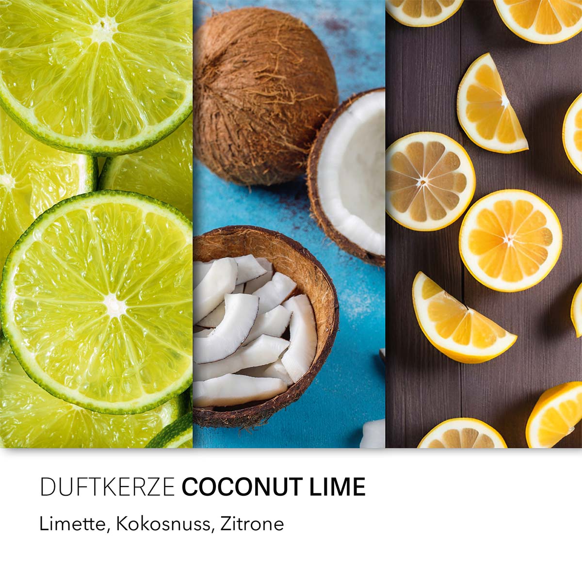 Haribo Duftkerze ‚Coconut Lime‘ – offizielle Lizenzkerze mit den Duftnoten: Limette, Kokosnuss, Zitrone. Dekorative Wohnaccessoire und originelle Geschenkidee.
