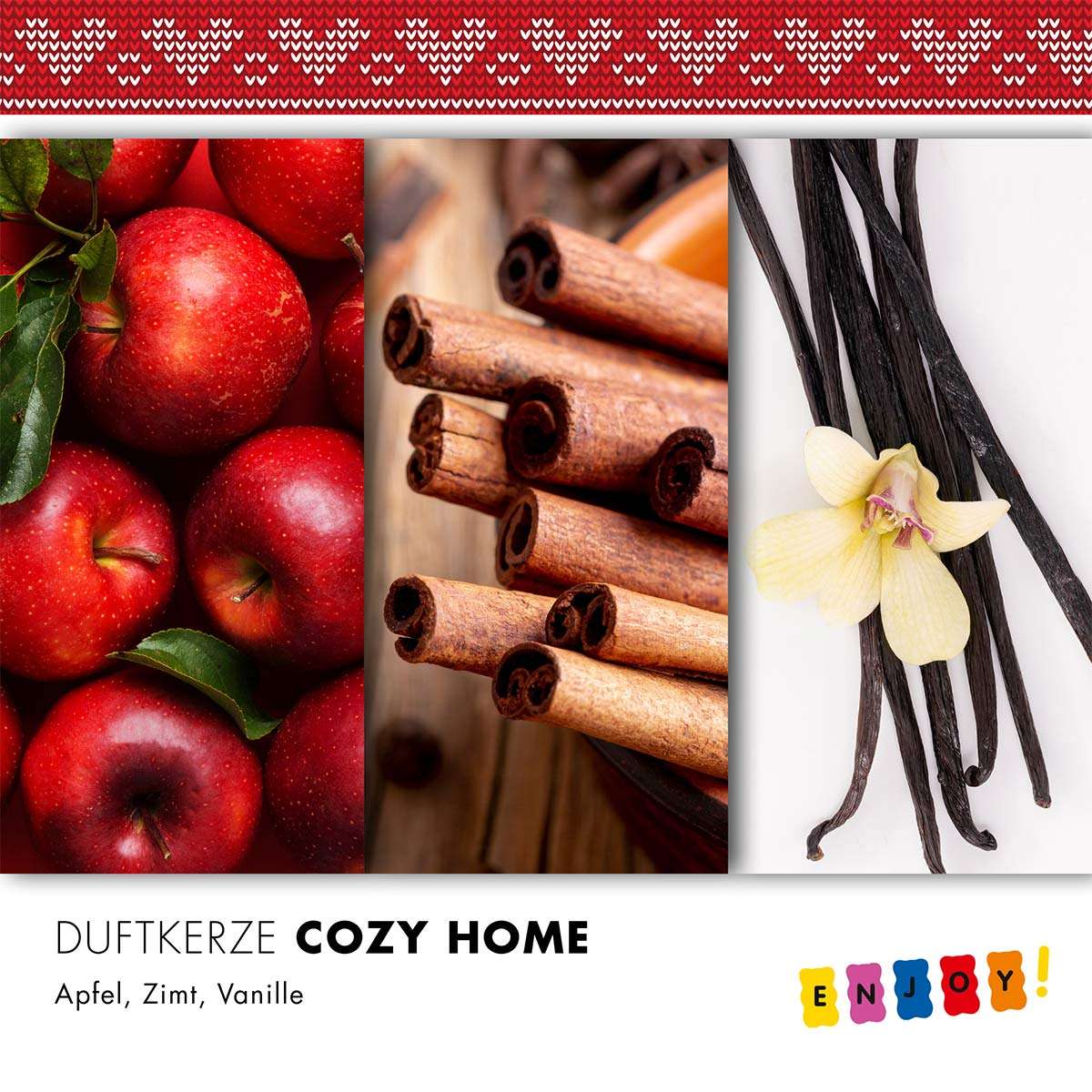 Haribo Duftkerze ‚Cozy Home‘ – offizielle Lizenzkerze mit den Duftnoten: Apfel, Zimt, Vanille. Dekorative Wohnaccessoire oder als kreatives Geschenk.