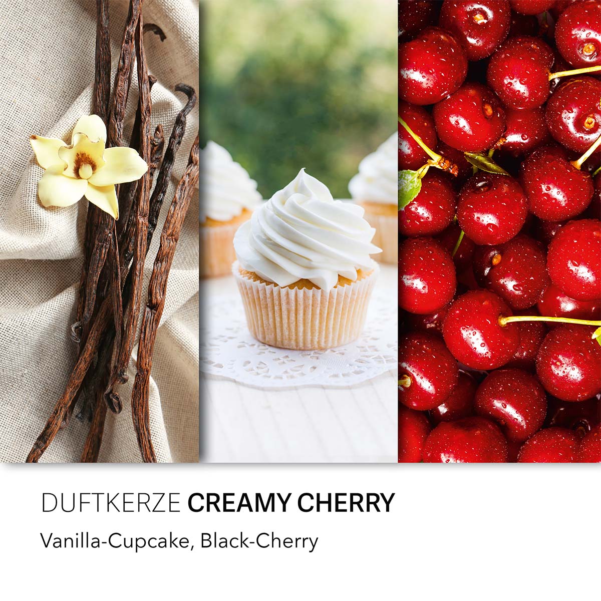 Haribo Duftkerze ‚Creamy Cherry‘ – offizielle Lizenzkerze mit den Duftnoten: Vanille, Cupcake, Kirsche. Dekorative Wohnaccessoire und romantische Geschenkidee.