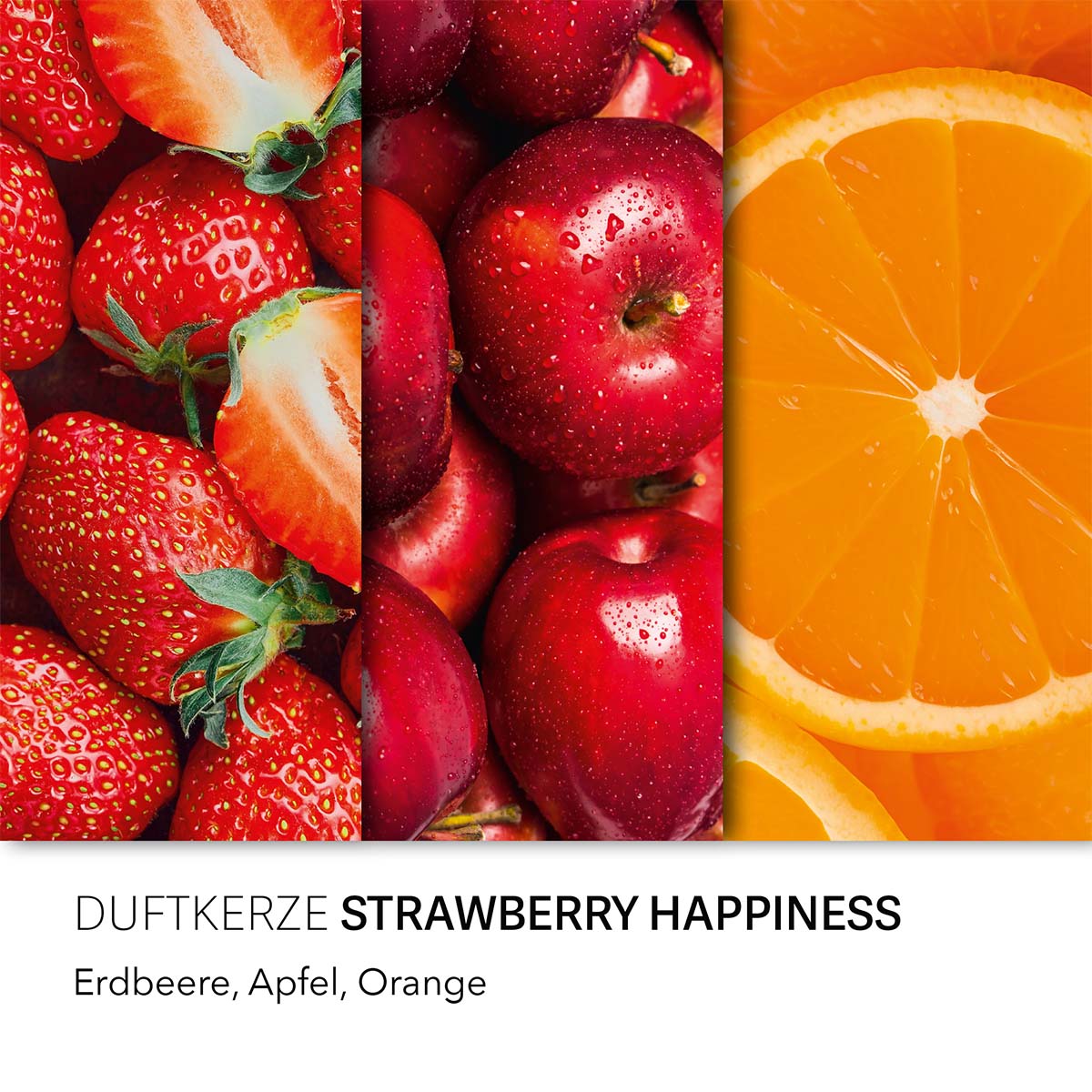 Haribo Duftkerze ‚Strawberry Happiness‘ – offizielle Lizenzkerze mit den Duftnoten: Erdbeere, Apfel & Orange. Sommerliches Wohnaccessoire und besondere Geschenkidee.