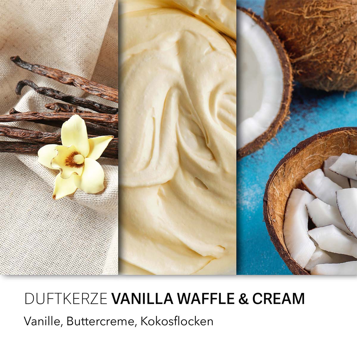 Haribo Duftkerze ‚Vanilla Waffle Cream‘ – offizielle Lizenzkerze mit den Duftnoten: Vanille, Buttercreme, Kokosnuss. Dekorative Weihnachtskerze und kreatives Weihnachtsgeschenk.
