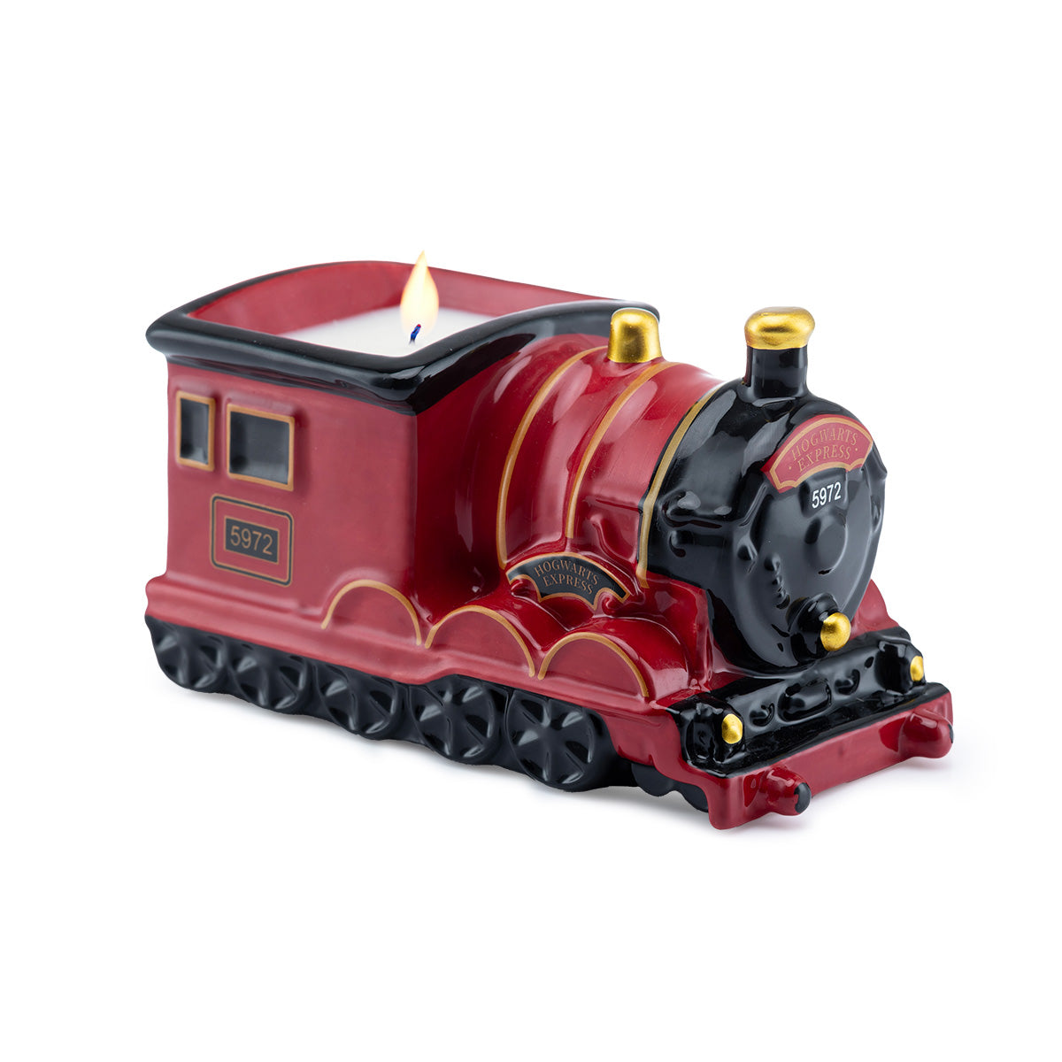 Harry Potter Duftkerze im Design des Hogwarts Express aus Keramik mit weißem Wachs und Baumwolldocht.