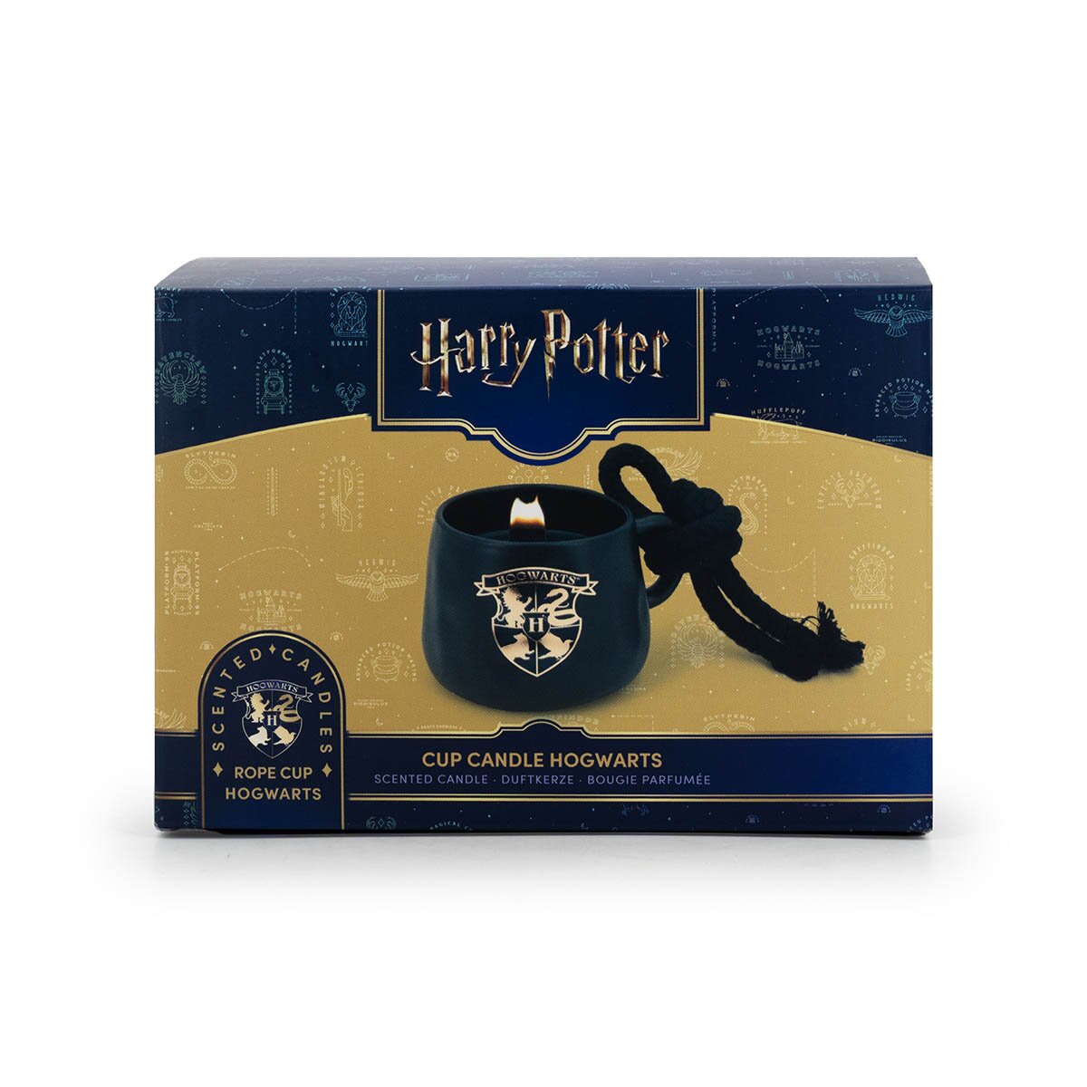 Harry Potter Duftkerze mit Keramiktasse und Holzdocht ‚Hogwarts‘ (200g) im lizensierten Geschenkkarton. Der stilvolle Karton eignet sich optimal für einen sicheren Transport sowie als Geschenk. Ideal um einen Harry Potter-Fan zu beschenken.
