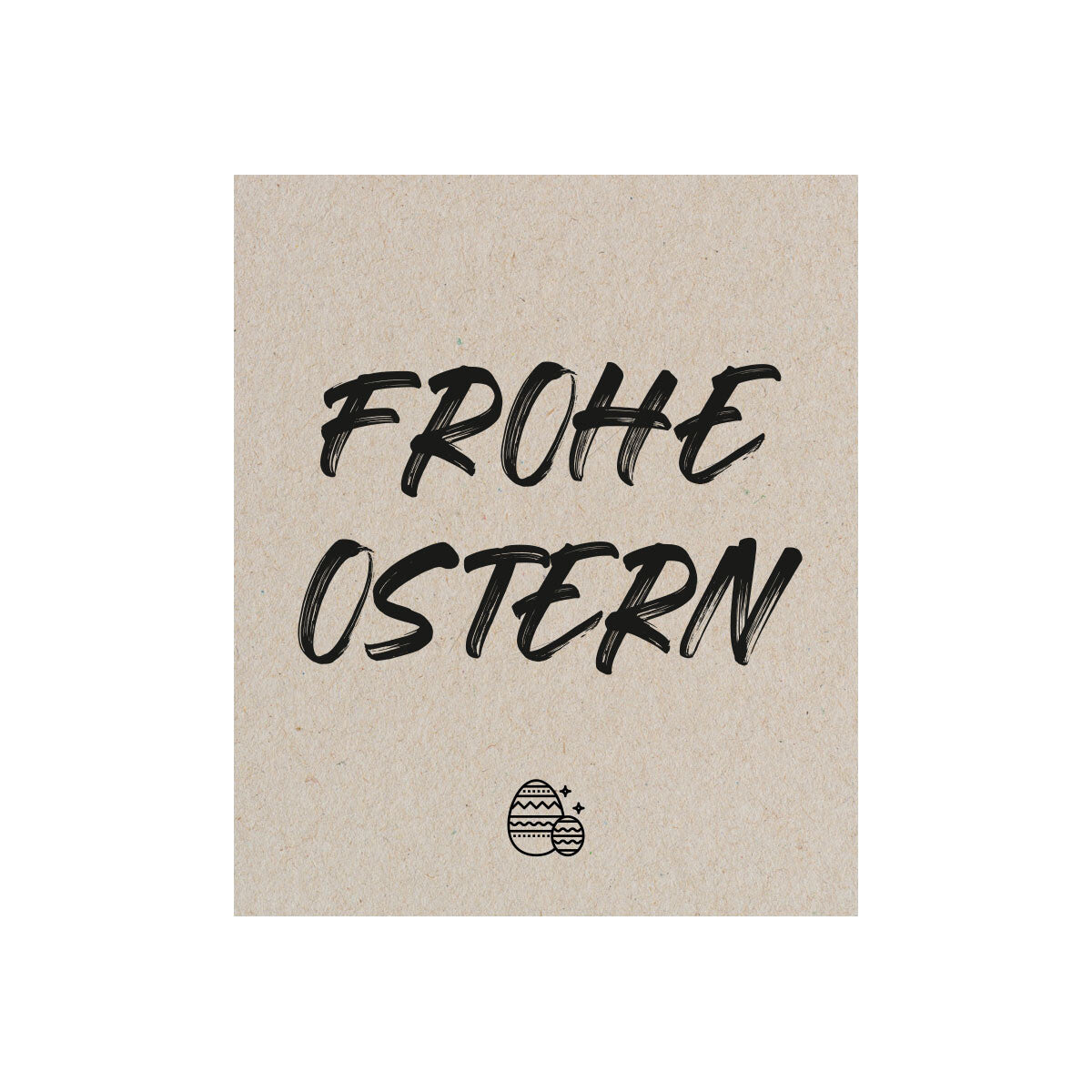Detailaufnahme des hochwertigen Etiketts der ‚Frohe Ostern‘ von mad candle – künstlerisches Design mit dekorativer Typografie. Vegane Duftkerze aus Sojawachs für Entspannung & Wellness.
