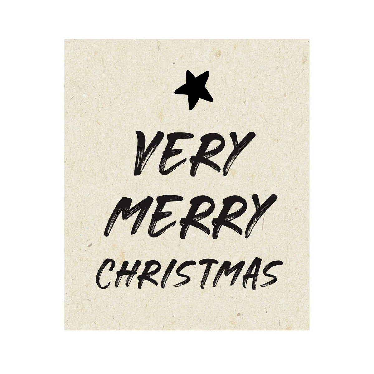 Detailaufnahme des hochwertigen Etiketts der ‚Very Merry Christmas‘ von mad candle – künstlerisches Design mit dekorativer Typografie. Vegane Duftkerze aus Sojawachs für Entspannung & Wellness.