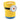 Seitliche Ansicht der gelben Minions Keramiktasse mit dem lachenden Gesicht von Carl als Duftkerze (200g). Hochwertige Tassenkerze mit weißem Wachs – ein ideales Geschenk für Minions-Fans.