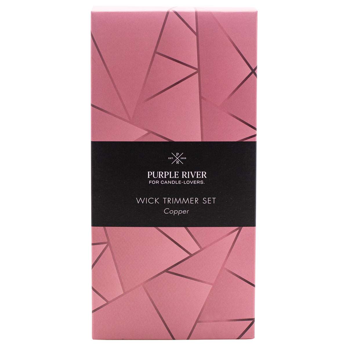 Purple River ‚Dochtschere & Dochtdipper Set‘ Verpackung des hochwertigen Kerzenzubehör aus Edelmetall für perfekte Dochtpflege. Perfekt als stilvolles Geschenk oder zu Dekoration.