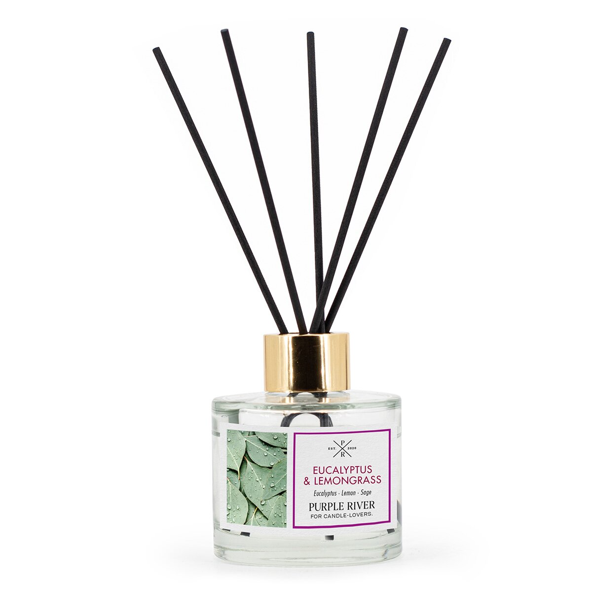 Hochwertiger Raumduft (100ml) mit Schilfstäbchen von Purple River mit einer langen Duftdauer von bis zu 6 Wochen. Die schwarzen Duftstäbchen und die goldene Kappe sind ideal als stilvolle Dekoration & luxuriöses Wellness-Geschenk. Gefertigt in Deutschland.