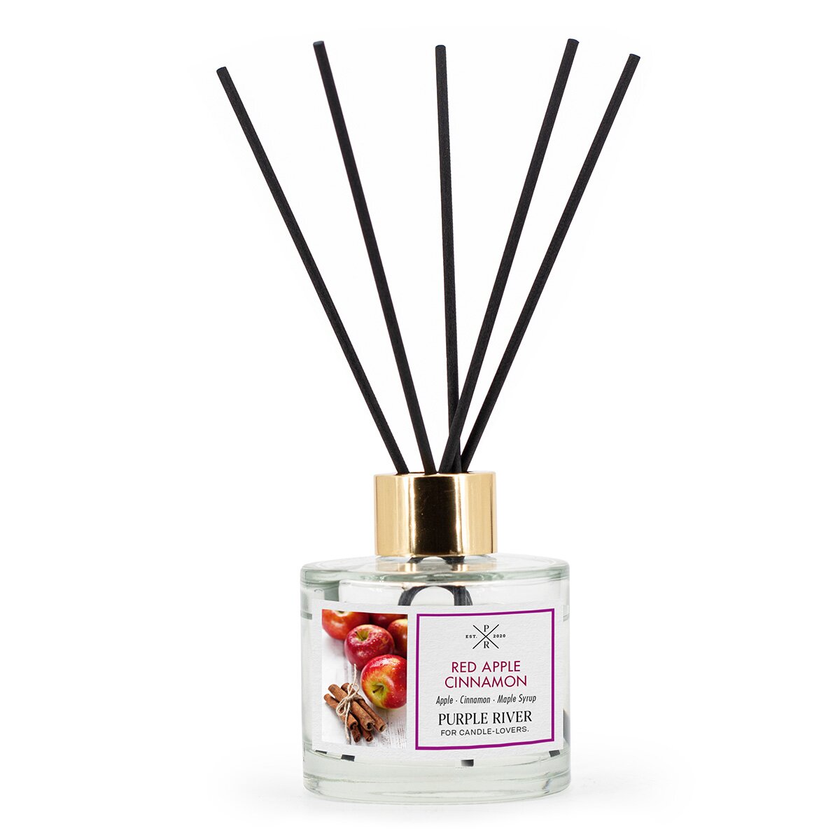 Hochwertiger Raumduft (100ml) mit Schilfstäbchen von Purple River mit einer langen Duftdauer von bis zu 6 Wochen. Die schwarzen Duftstäbchen und die goldene Kappe sind ideal als stilvolle Dekoration & luxuriöses Wellness-Geschenk. Gefertigt in Deutschland.