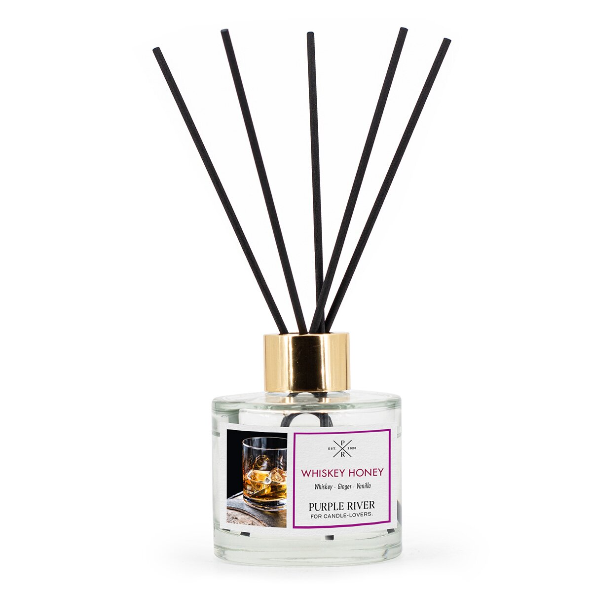 Hochwertiger Raumduft (100ml) mit Schilfstäbchen von Purple River mit einer langen Duftdauer von bis zu 6 Wochen. Die schwarzen Duftstäbchen und die goldene Kappe sind ideal als stilvolle Dekoration & luxuriöses Wellness-Geschenk. Gefertigt in Deutschland.