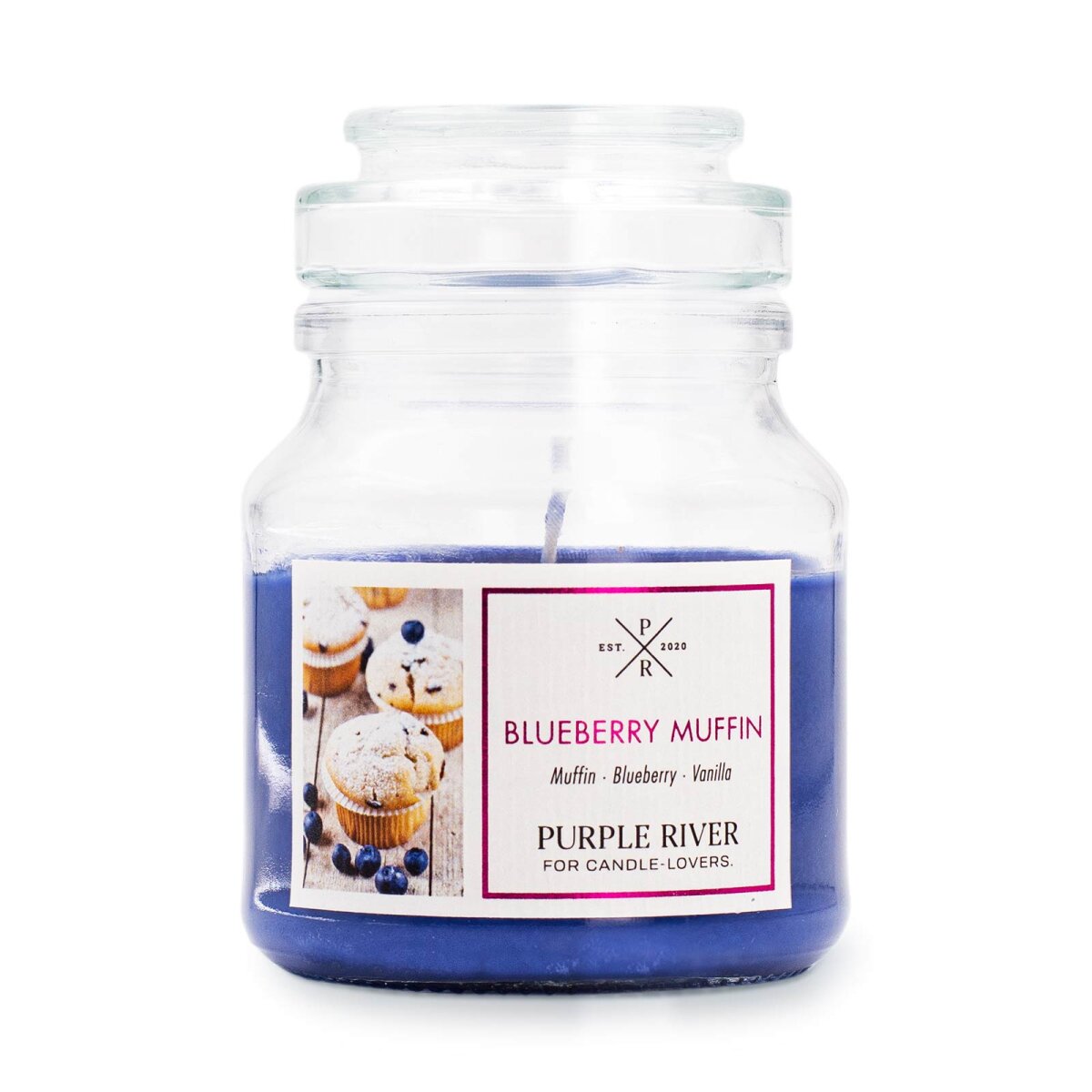 Hochwertige Sojawachskerze (113g) von Purple River mit langer 40h-Brenndauer. Die kleine vegane Duftkerze im Glas mit blauem Wachs ist ideal als exklusives Geschenk oder stilvolle Wohndeko. Hergestellt in Deutschland.