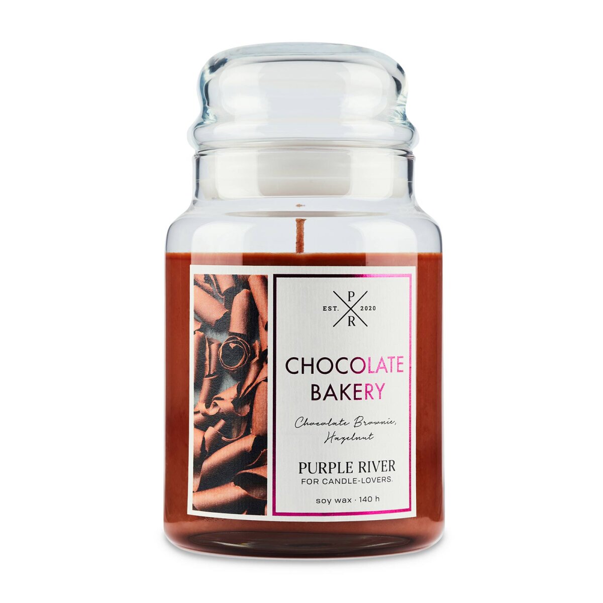 Hochwertige Sojawachs-Duftkerze (623g) von Purple River mit extralanger 140h-Brenndauer. Die große vegane Duftkerze im Glas mit braunem Wachs ist ideal als stilvolle Dekoration & luxuriöses Wellness-Geschenk. Gefertigt in Deutschland.