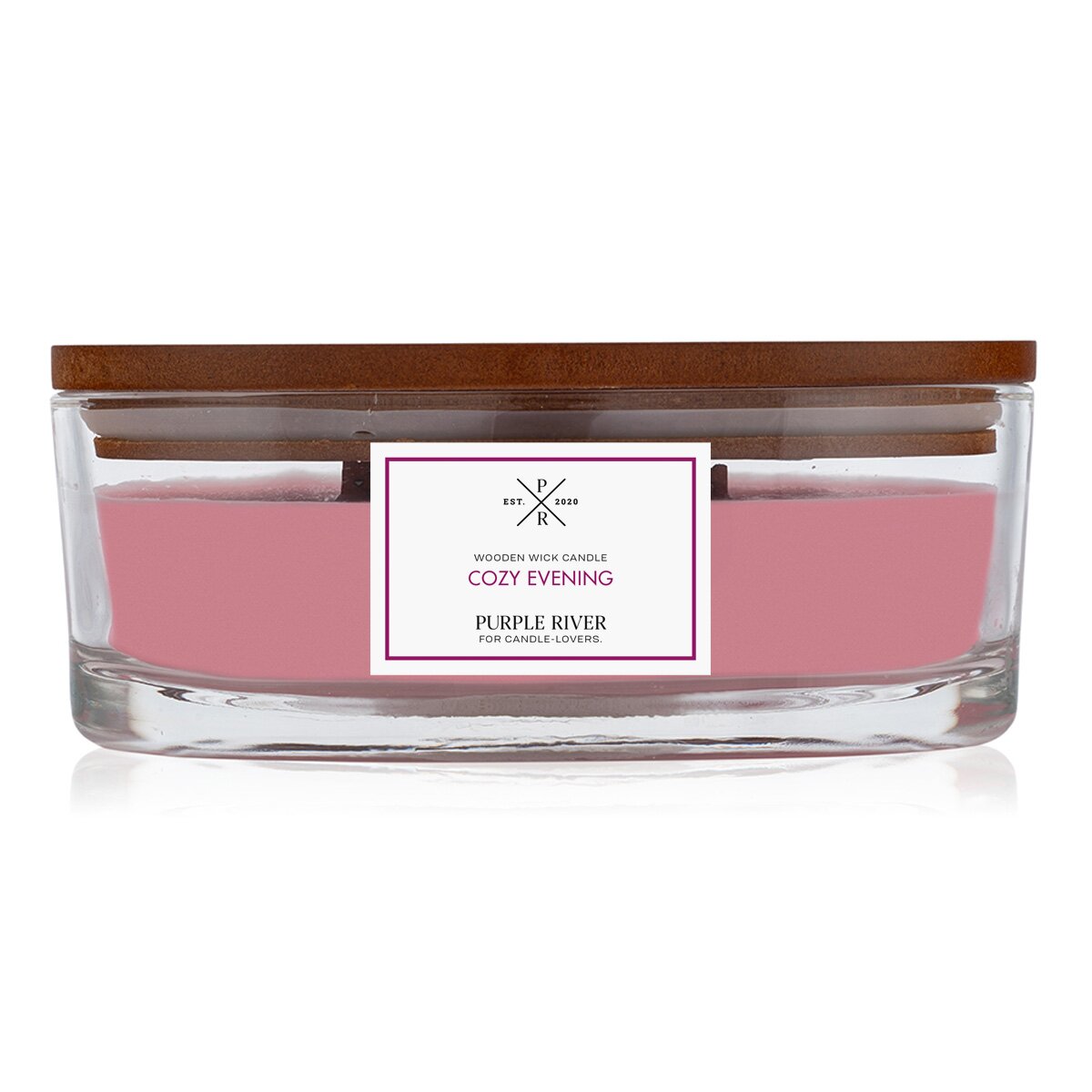 Hochwertige Sojawachs-Duftkerze (310g) von Purple River mit Holzdocht. Brenndauer von 50 Stunden. Die vegane Duftkerze im Glas hat rosa Wachs. Ist ideal als stilvolle Dekoration & romantische Geste. Gefertigt in Deutschland.