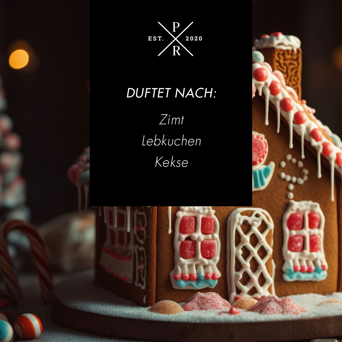 Vegane Sojawachs-Duftkerze von Purple River mit Holzdocht und natürlichen Duftnoten Zimt, Lebkuchen & Keks. Premium-Weihnachts-Kerze für entspannte Weihnachtszeit, stilvolle Weihnachtsdeko & hochwertiges Weihnachtsgeschenk. Made in Germany.