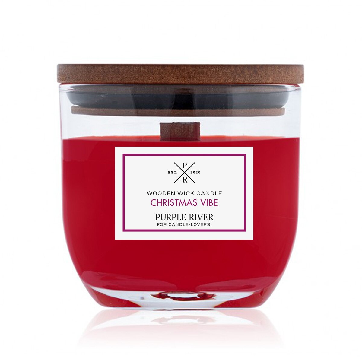 Hochwertige Sojawachs-Duftkerze (85g) von Purple River mit Holzdocht. Brenndauer von 20 Stunden. Die vegane Duftkerze im Glas hat rotes Wachs und duftet weihnachtlich. Ist ideal als stilvolle Dekoration & kleines weihnachtsgeschenk. Gefertigt in Deutschland.