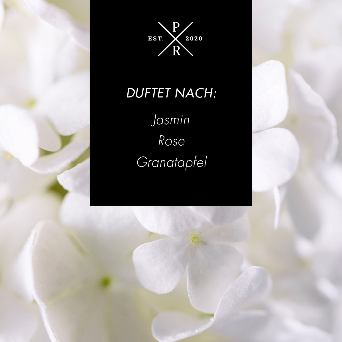 Vegane Sojawachs-Duftkerze von Purple River mit Holzdocht und natürlichen Duftnoten Jasmin, Rose & Granatapfel. Premium-Wellness-Kerze für entspannte Momente, stilvolle Wohndeko & hochwertige Geschenkideen. Made in Germany.