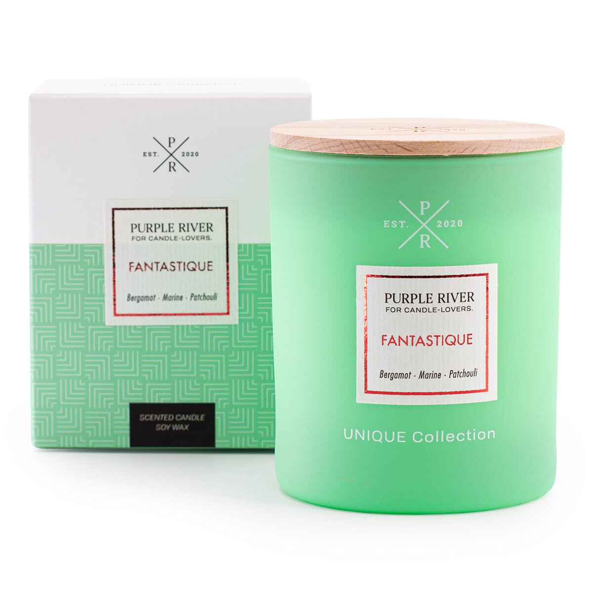 Hochwertige Sojawachs-Duftkerze (220g) von Purple River mit Holzdocht. Lange 50h-Brenndauer. Die vegane Duftkerze im Glas und mit Verpackung hat weißes Wachs. Ist ideal als stilvolle Dekoration & luxuriöses Wellness-Geschenk. Gefertigt in Deutschland.