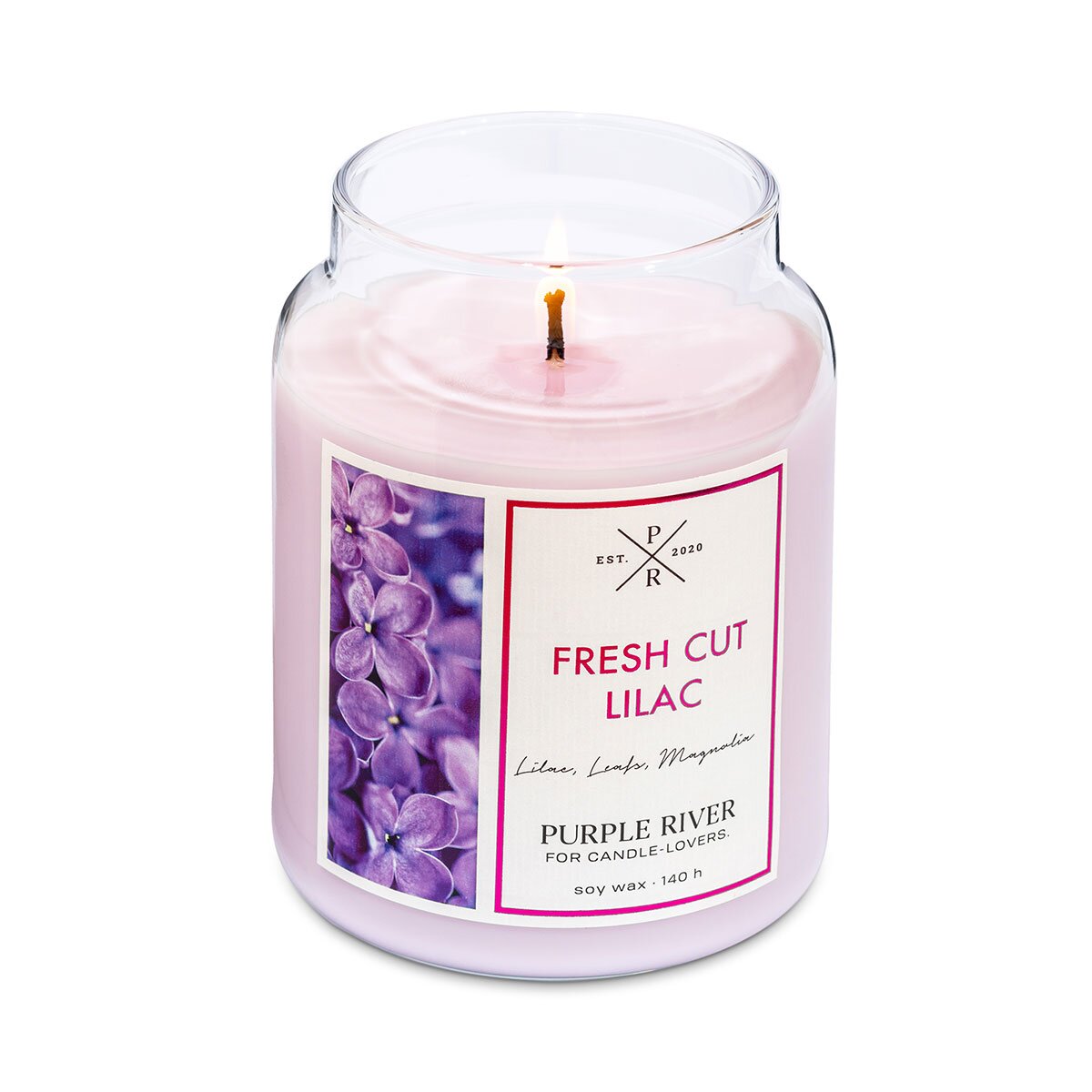 Hochwertige Sojawachs-Duftkerze (623g) von Purple River mit extralanger 140h-Brenndauer. Die große vegane Duftkerze im Glas brennt & ist ohne Glasdeckel. Gefertigt in Deutschland.