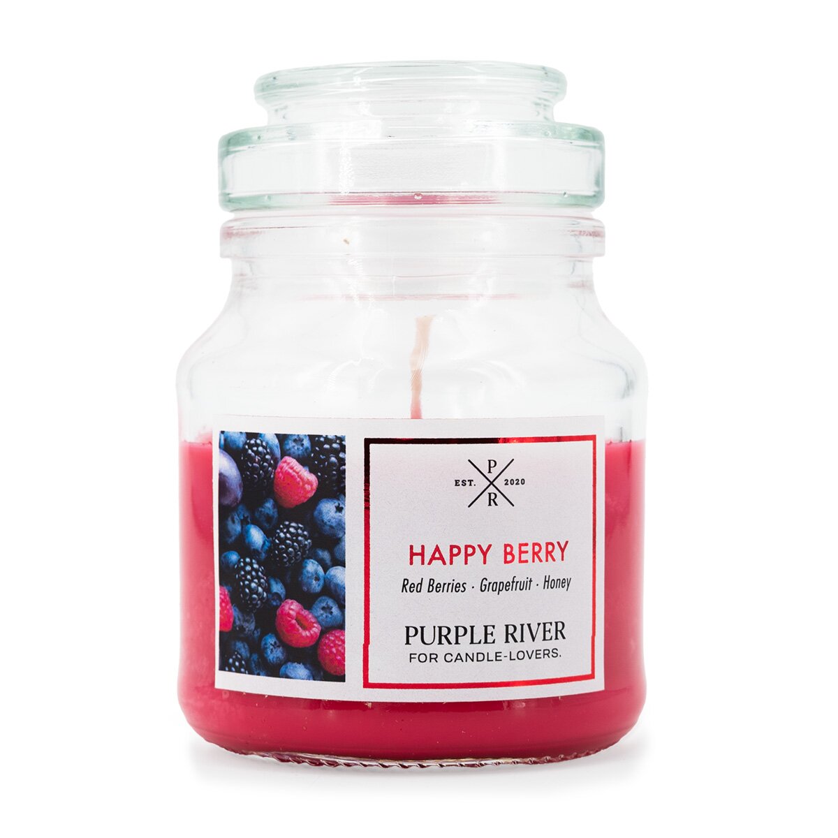 Hochwertige Sojawachskerze (113g) von Purple River mit langer 40h-Brenndauer. Die kleine vegane Duftkerze im Glas mit rotem Wachs ist ideal als sommerliches Geschenk oder stilvolle Wohndeko. Hergestellt in Deutschland.