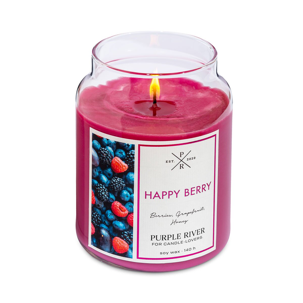 Hochwertige Sojawachs-Duftkerze (623g) von Purple River mit extralanger 140h-Brenndauer. Die große vegane Duftkerze im Glas brennt & ist ohne Glasdeckel. Gefertigt in Deutschland.