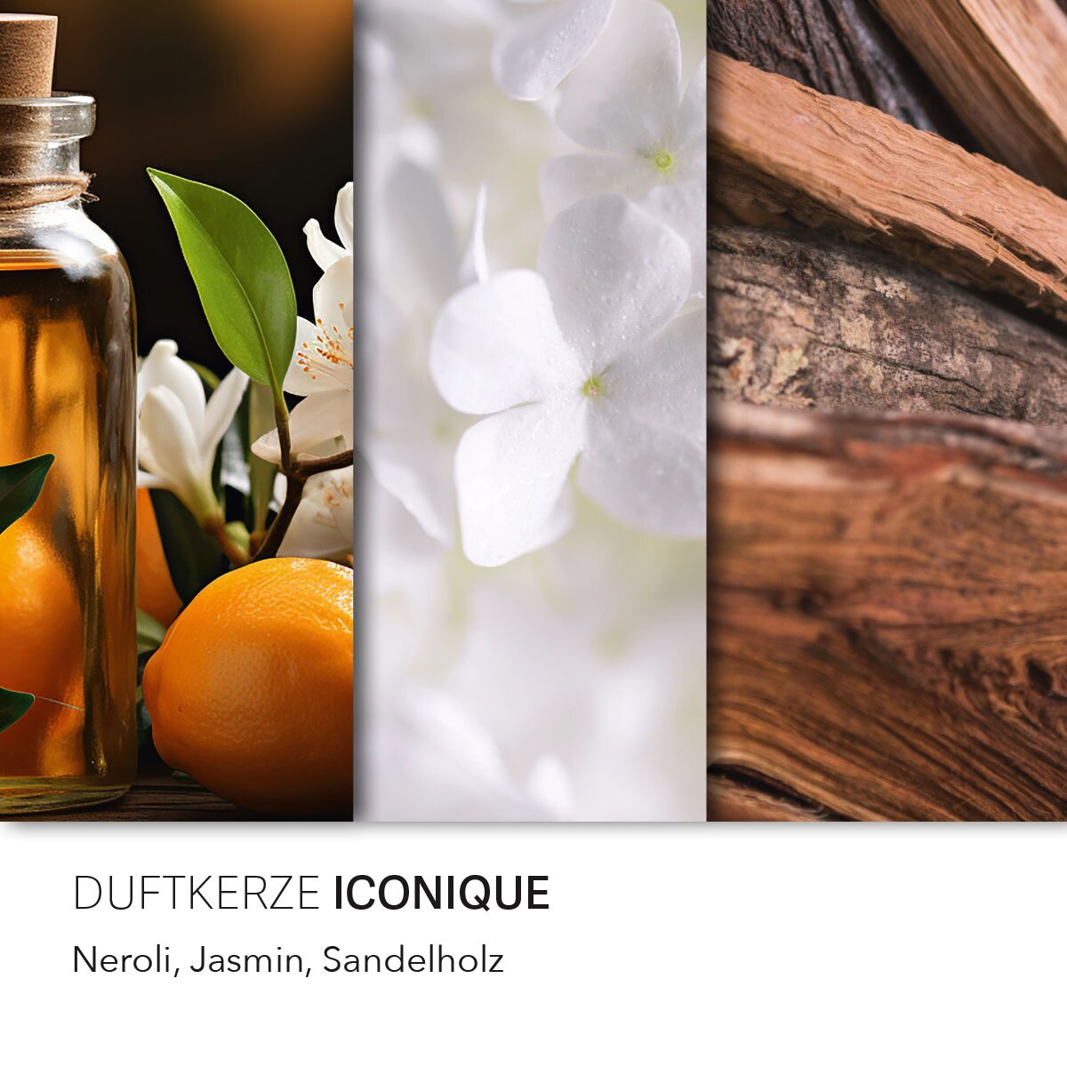 Vegane Sojawachs-Duftkerze von Purple River mit Holzdocht und natürlichen Duftnoten Neroli, Jasmin & Sandelholz. Premium-Wellness-Kerze für entspannte Momente, stilvolle Wohndeko & hochwertige Geschenkideen. Made in Germany.