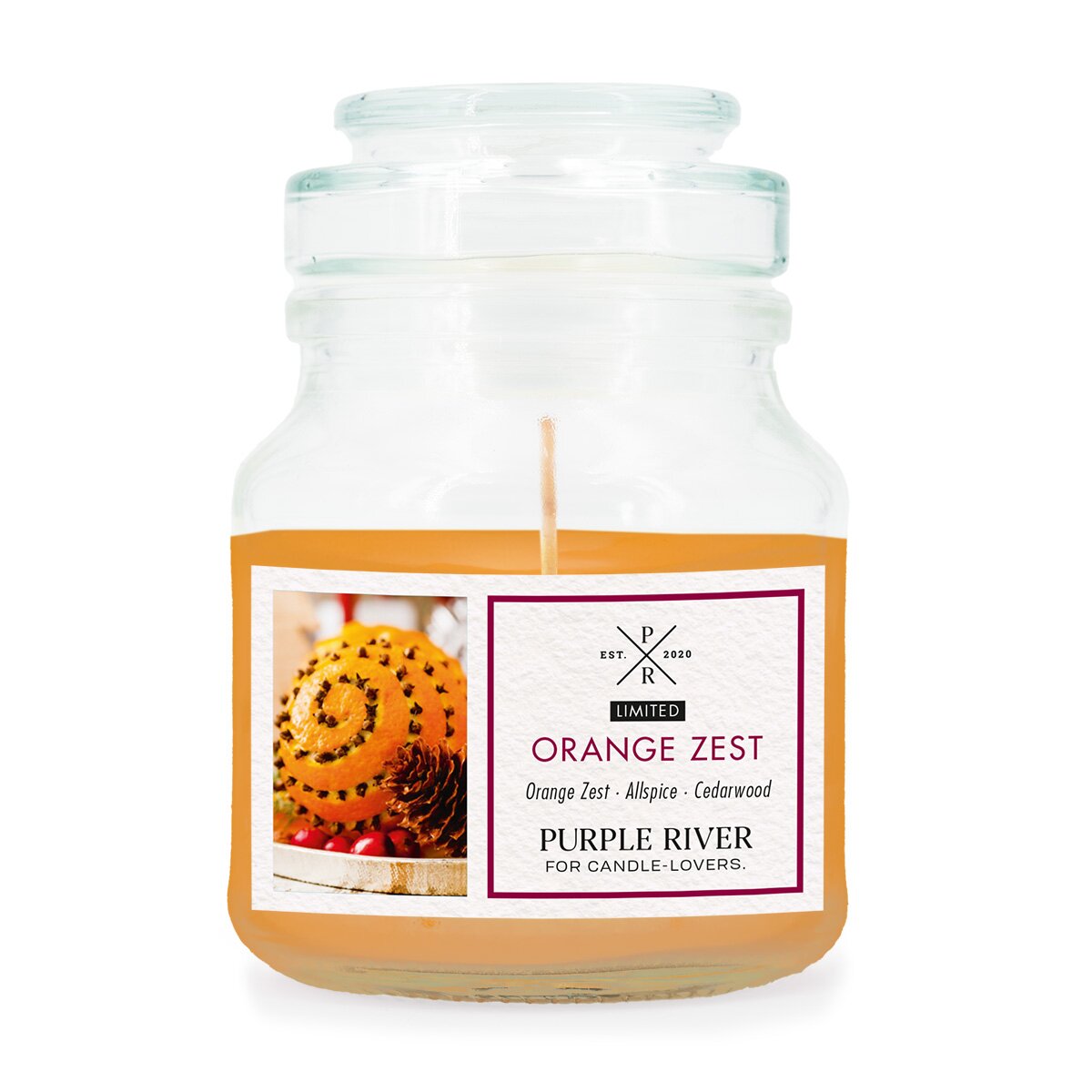 Hochwertige Sojawachskerze (113g) von Purple River mit langer 40h-Brenndauer. Die kleine vegane Duftkerze im Glas mit orangenem Wachs ist ideal als exklusives Geschenk oder stilvolle Wohndeko. Hergestellt in Deutschland.