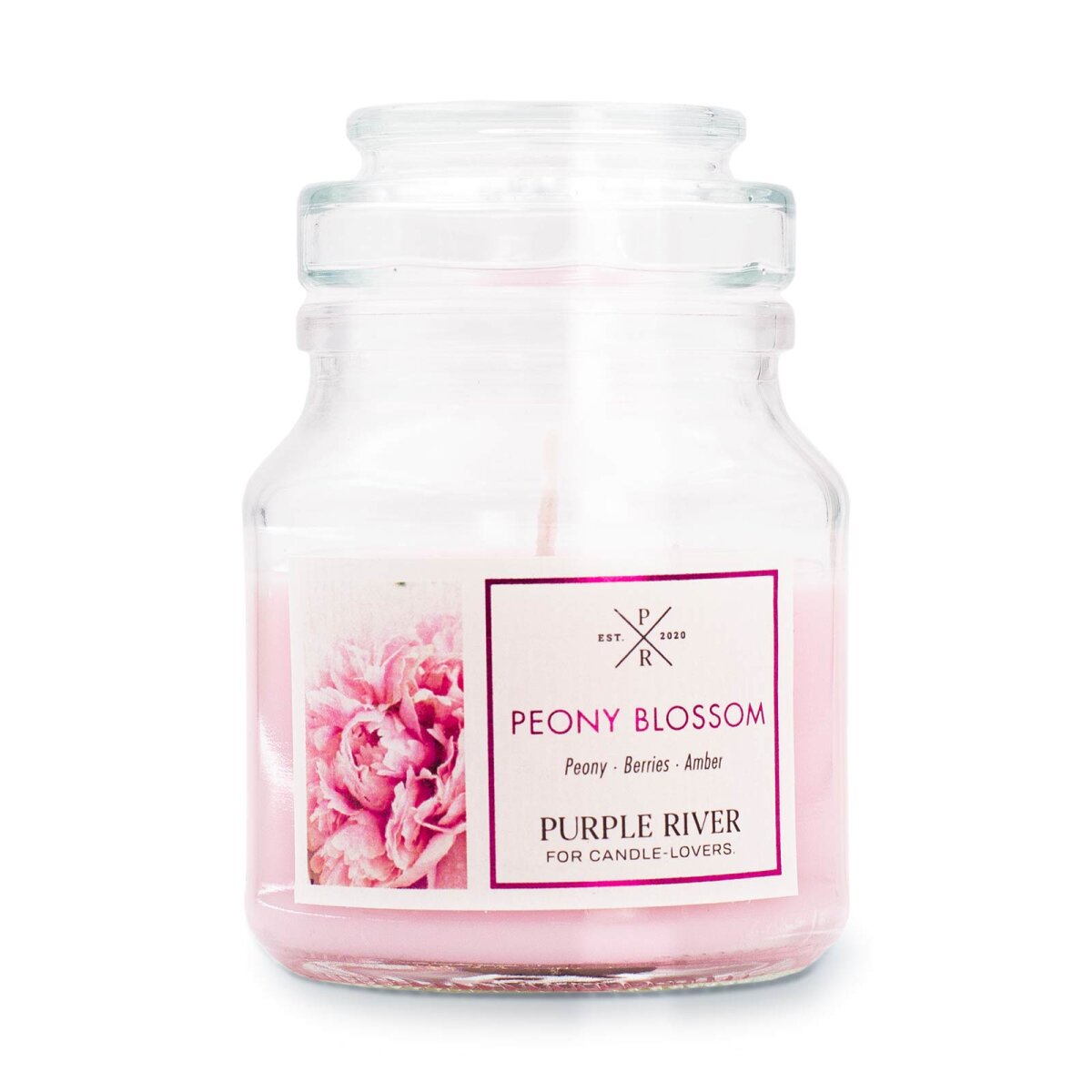 Hochwertige Sojawachskerze (113g) von Purple River mit langer 40h-Brenndauer. Die kleine vegane Duftkerze im Glas mit rosa Wachs ist ideal als exklusives Geschenk oder stilvolle Wohndeko. Hergestellt in Deutschland.