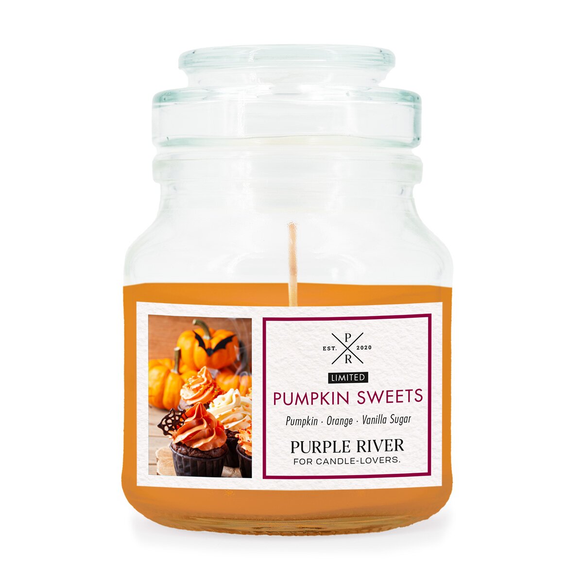 Hochwertige Sojawachskerze (113g) von Purple River mit langer 40h-Brenndauer. Die kleine vegane Duftkerze im Glas mit orangenem Wachs ist ideal als exklusives Geschenk oder stilvolle Herbstdeko. Hergestellt in Deutschland.