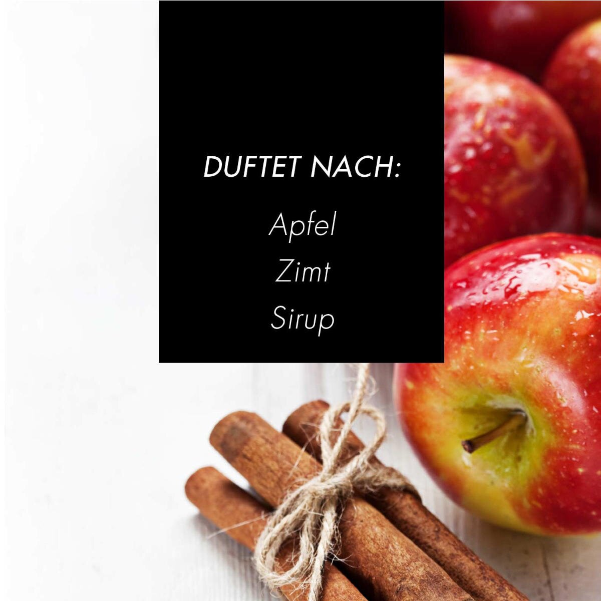 Vegane Sojawachs-Duftkerze von Purple River mit natürlichen Duftnoten Apfel, Zimt & Sirup. Premium-Wellness-Kerze für entspannte Momente, stilvolle Wohndeko & hochwertige Geschenkideen. Made in Germany.