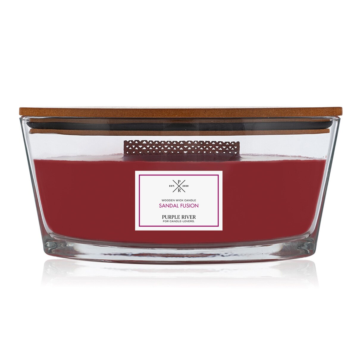 Hochwertige Sojawachs-Duftkerze (453g) von Purple River mit Holzdocht. Brenndauer von 80 Stunden. Die vegane Duftkerze im Glas hat rotes Wachs. Ist ideal als stilvolle Dekoration & luxuriöses Wellness-Geschenk. Gefertigt in Deutschland.