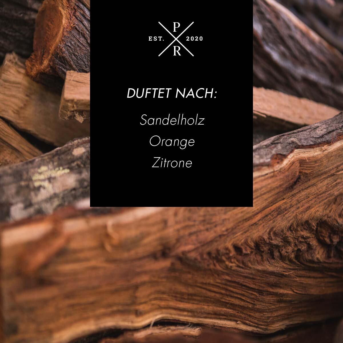 Vegane Sojawachs-Duftkerze von Purple River mit Holzdocht und natürlichen Duftnoten Sandelholz, Orange & Zitrone. Premium-Wellness-Kerze für entspannte Momente, stilvolle Wohndeko & hochwertige Geschenkideen. Made in Germany.