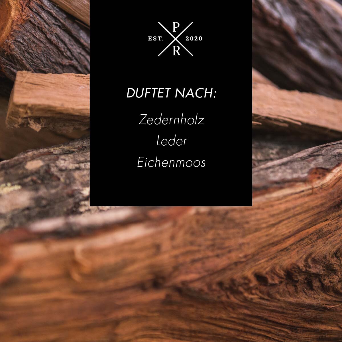 Vegane Sojawachs-Duftkerze von Purple River mit Holzdocht und natürlichen Duftnoten Zedernholz, Leder & Eichenmoos. Premium-Wellness-Kerze für entspannte Momente, stilvolle Wohndeko & hochwertige Geschenkideen. Made in Germany.