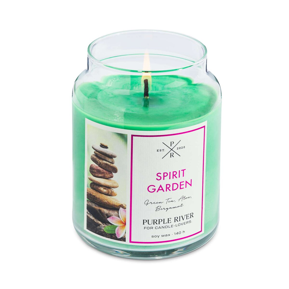 Hochwertige Sojawachs-Duftkerze (623g) von Purple River mit extralanger 140h-Brenndauer. Die große vegane Duftkerze im Glas brennt & ist ohne Glasdeckel. Gefertigt in Deutschland.